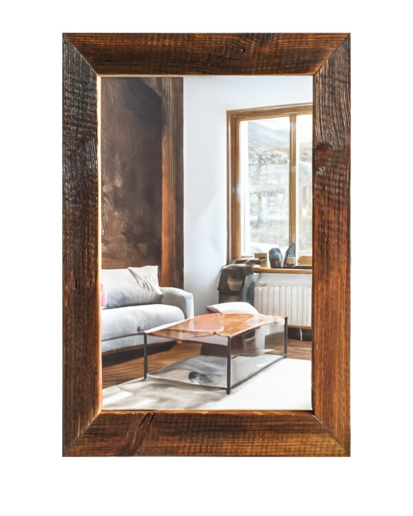 Lustro 56x72 cm z oświetleniem LED i drewnianą ramą